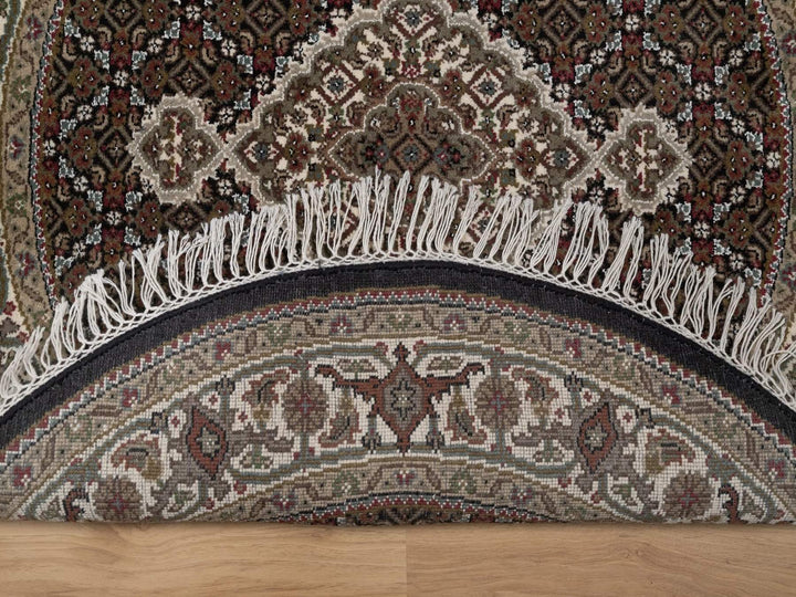3'10" x 3'10" New Hand Knotted Black Wool Round Oriental Rug - MOA10292714