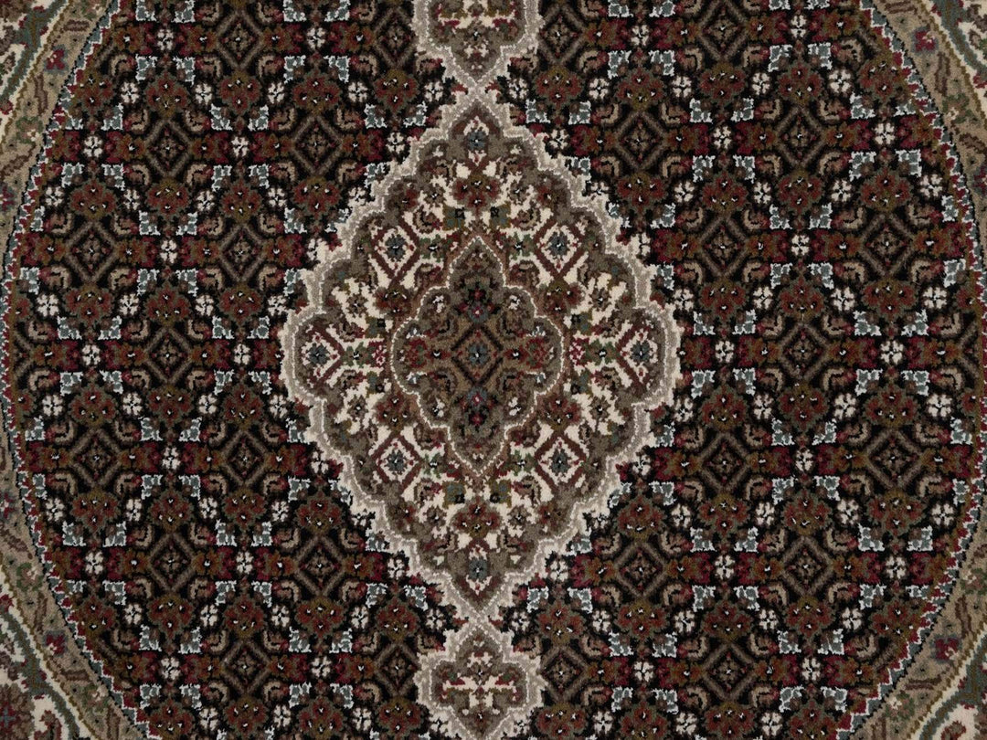 3'10" x 3'10" New Hand Knotted Black Wool Round Oriental Rug - MOA10292714