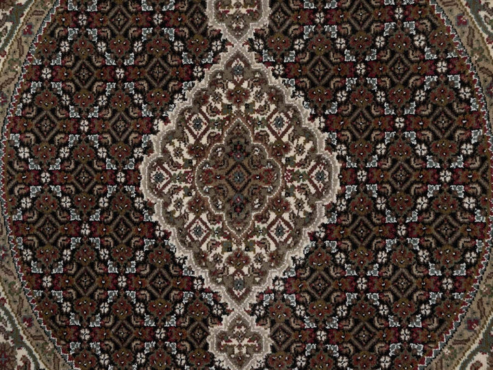 3'10" x 3'10" New Hand Knotted Black Wool Round Oriental Rug - MOA10292714