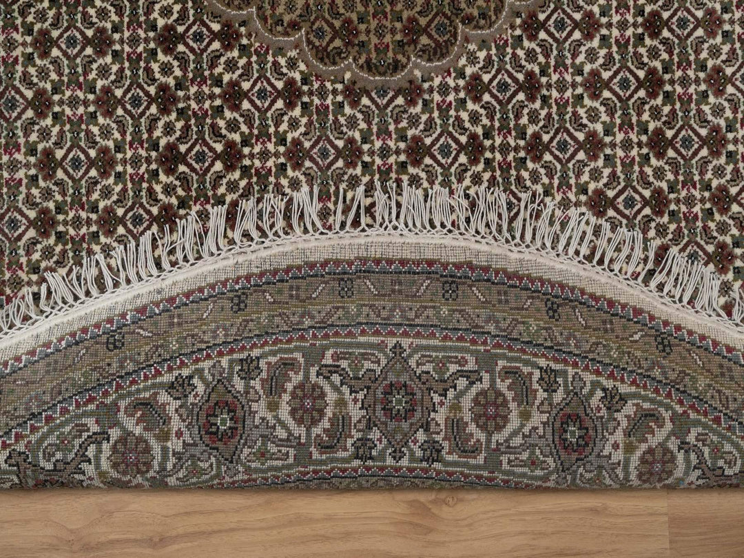 6'0" x 6'0" New Hand Knotted Ivory Wool Round Oriental Rug - MOA10292720