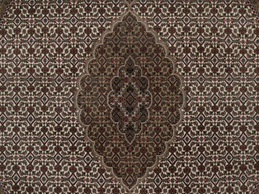 6'0" x 6'0" New Hand Knotted Ivory Wool Round Oriental Rug - MOA10292720