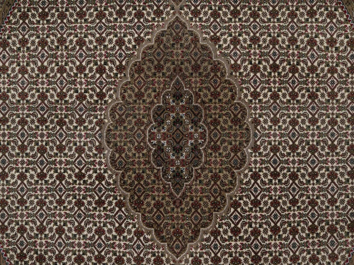 6'0" x 6'0" New Hand Knotted Ivory Wool Round Oriental Rug - MOA10292720