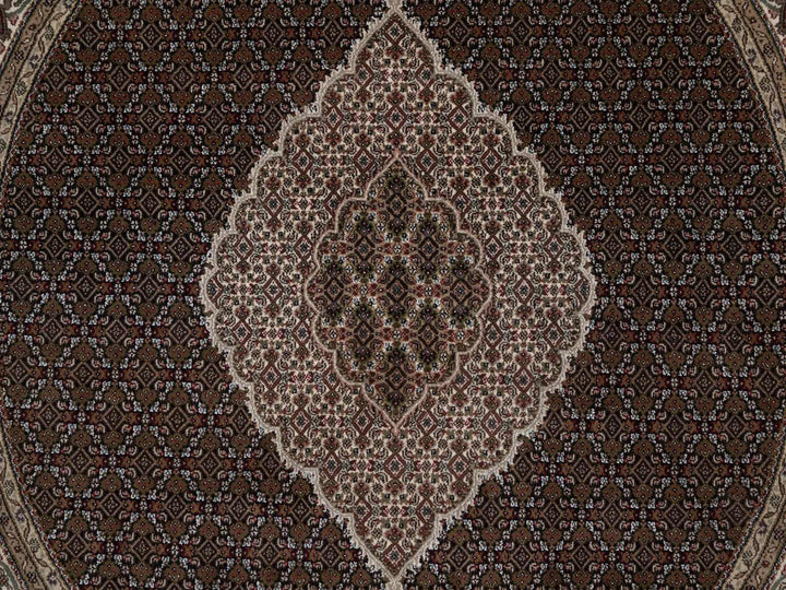 7'10" x 7'10" New Hand Knotted Black Wool Round Oriental Rug - MOA10292721