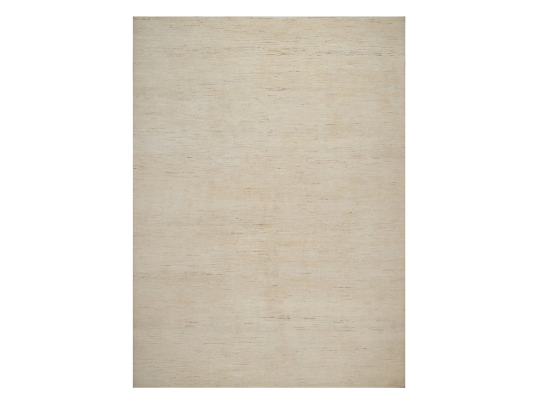 10'2" x 13'11" New Hand Knotted Ivory Wool Rectangle Oriental Rug - MOA10292724