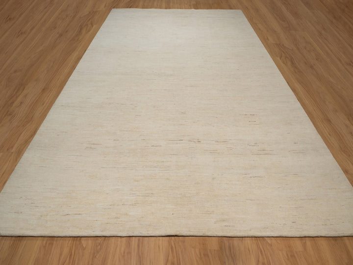 10'2" x 13'11" New Hand Knotted Ivory Wool Rectangle Oriental Rug - MOA10292724
