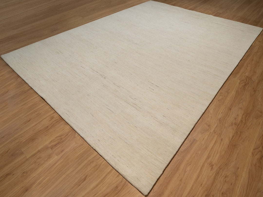 10'2" x 13'11" New Hand Knotted Ivory Wool Rectangle Oriental Rug - MOA10292724