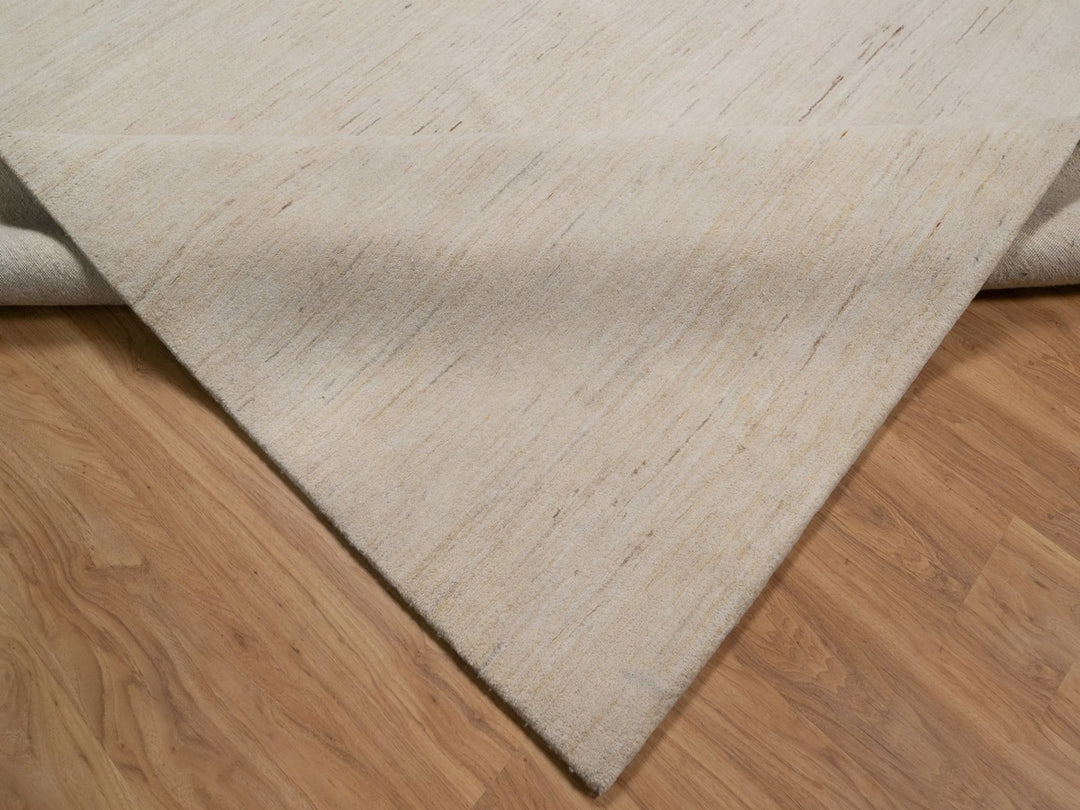 10'2" x 13'11" New Hand Knotted Ivory Wool Rectangle Oriental Rug - MOA10292724