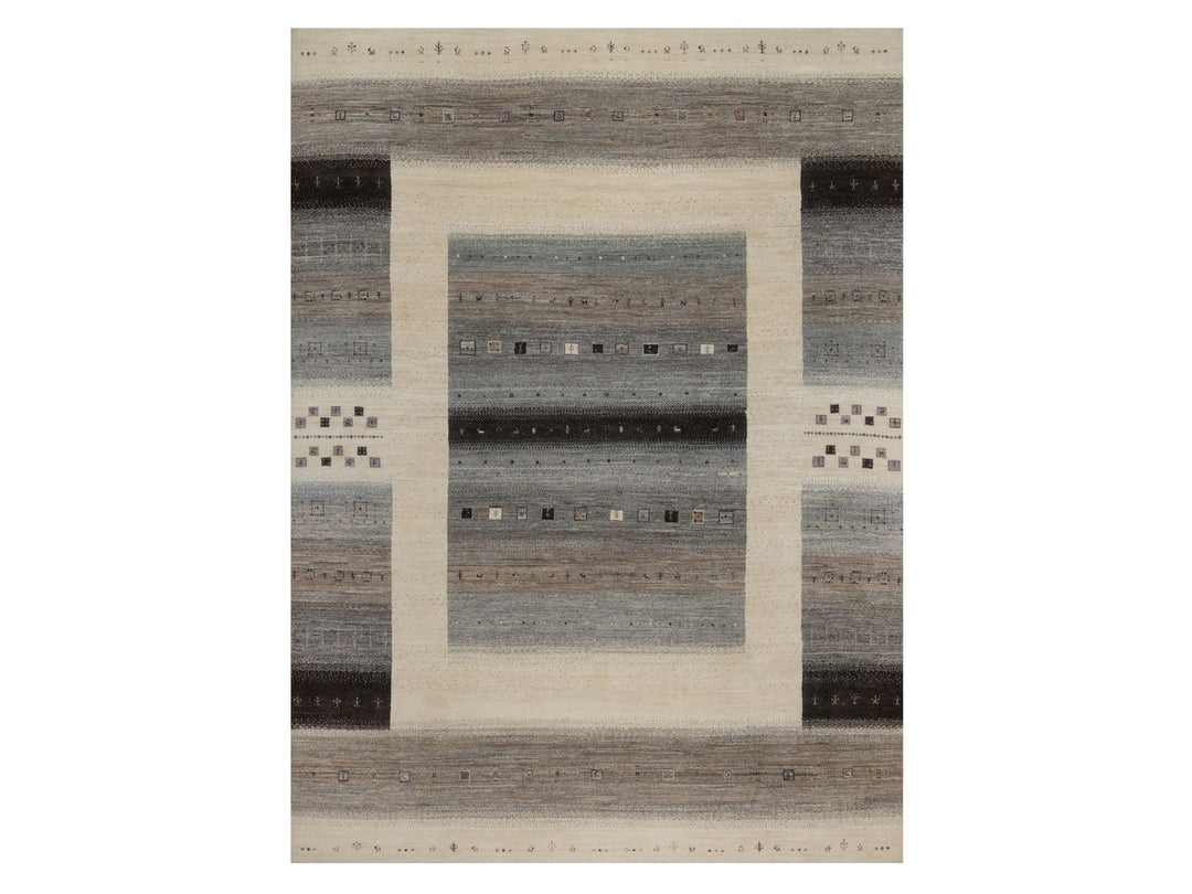 8'10" x 12'0" New Hand Knotted Ivory Wool Rectangle Oriental Rug - MOA10292725