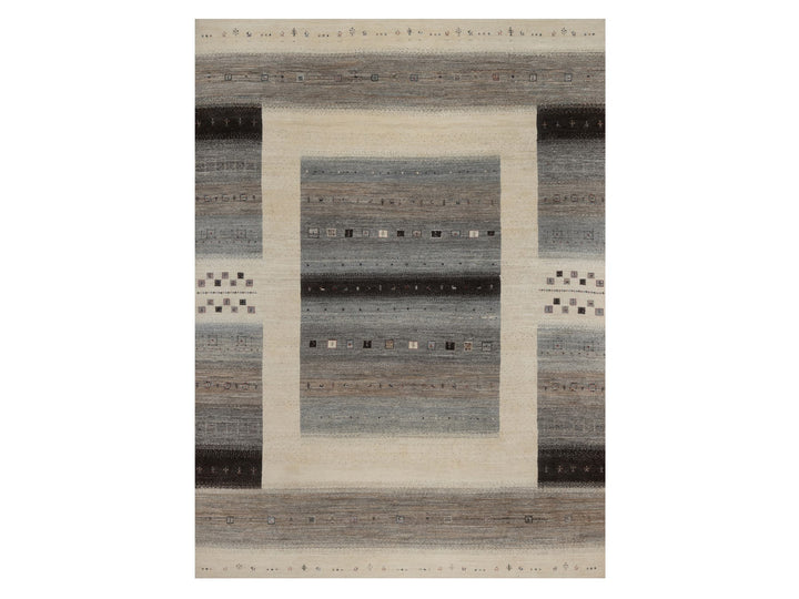 8'10" x 12'0" New Hand Knotted Ivory Wool Rectangle Oriental Rug - MOA10292725