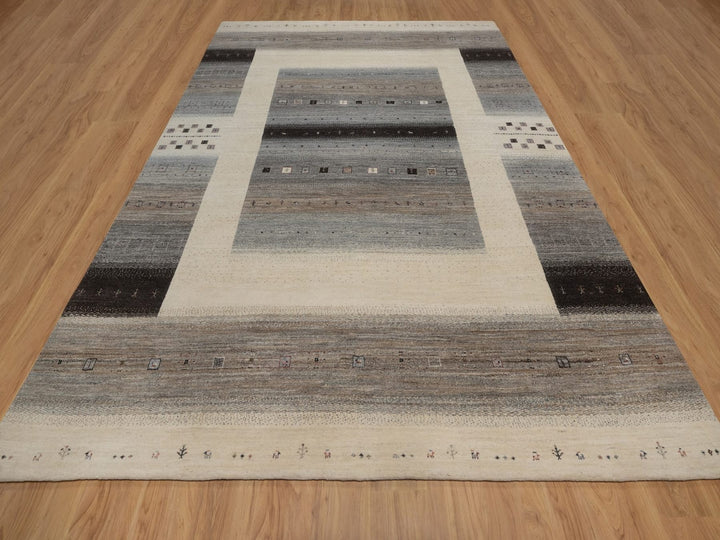 8'10" x 12'0" New Hand Knotted Ivory Wool Rectangle Oriental Rug - MOA10292725