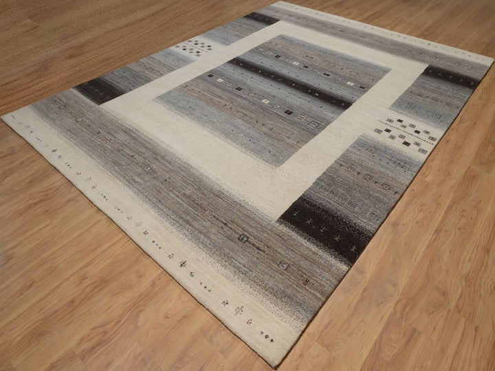 8'10" x 12'0" New Hand Knotted Ivory Wool Rectangle Oriental Rug - MOA10292725