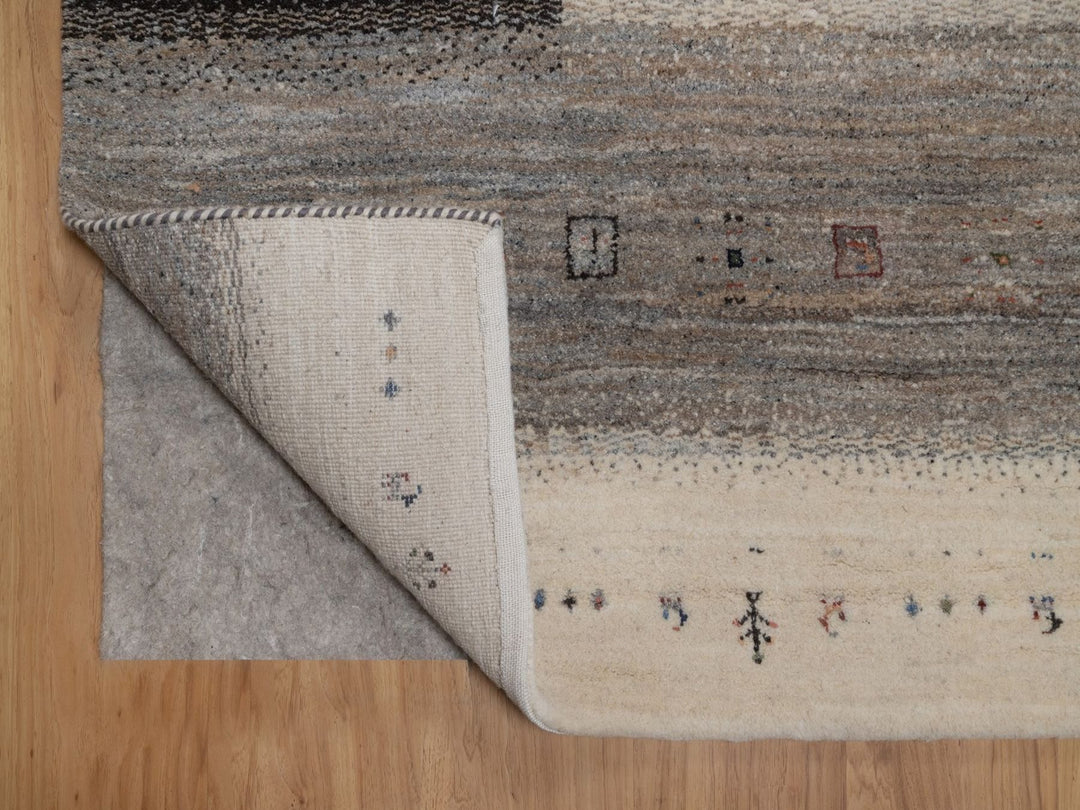 8'10" x 12'0" New Hand Knotted Ivory Wool Rectangle Oriental Rug - MOA10292725