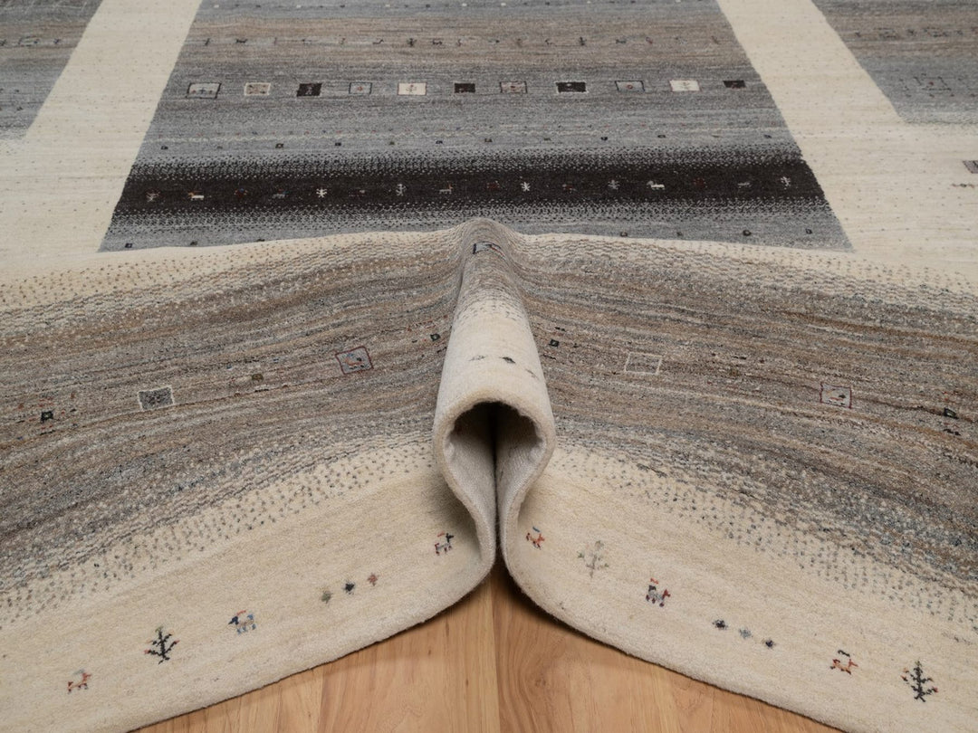 8'10" x 12'0" New Hand Knotted Ivory Wool Rectangle Oriental Rug - MOA10292725