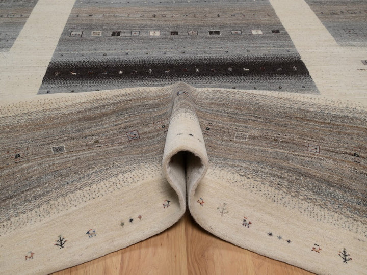 8'10" x 12'0" New Hand Knotted Ivory Wool Rectangle Oriental Rug - MOA10292725