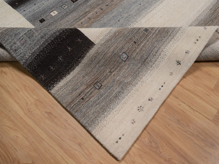 8'10" x 12'0" New Hand Knotted Ivory Wool Rectangle Oriental Rug - MOA10292725