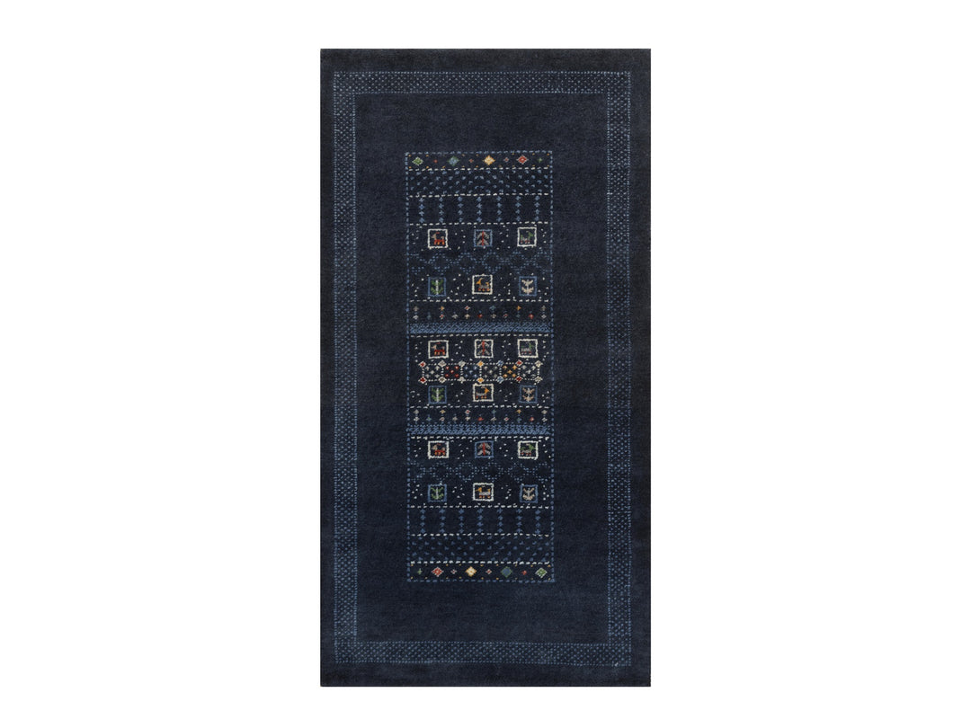 2'4" x 4'7" New Hand Knotted Blue Wool Runner Oriental Rug - MOA10292727