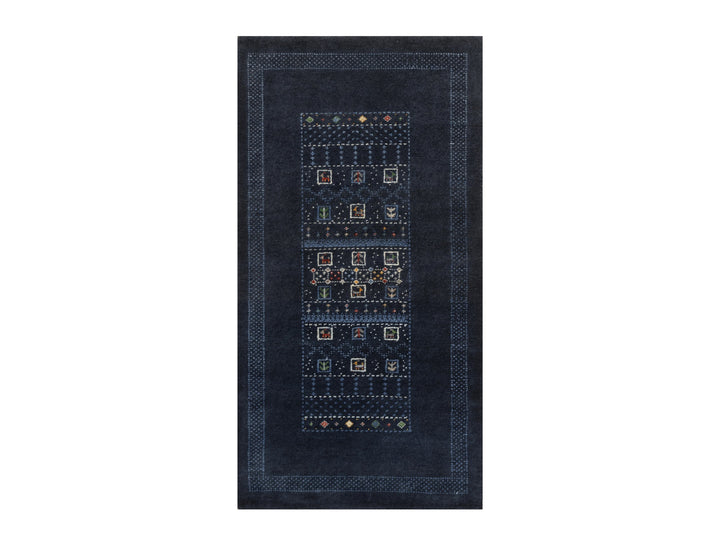 2'4" x 4'7" New Hand Knotted Blue Wool Runner Oriental Rug - MOA10292727