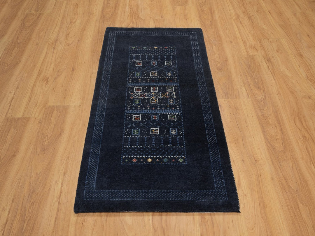 2'4" x 4'7" New Hand Knotted Blue Wool Runner Oriental Rug - MOA10292727