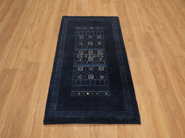 2'4" x 4'7" New Hand Knotted Blue Wool Runner Oriental Rug - MOA10292727