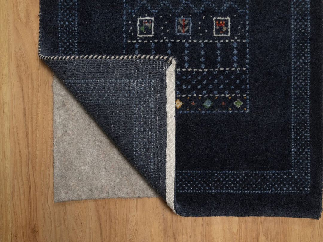 2'4" x 4'7" New Hand Knotted Blue Wool Runner Oriental Rug - MOA10292727