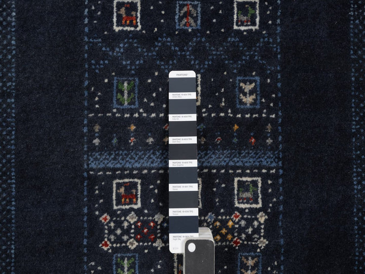 2'4" x 4'7" New Hand Knotted Blue Wool Runner Oriental Rug - MOA10292727