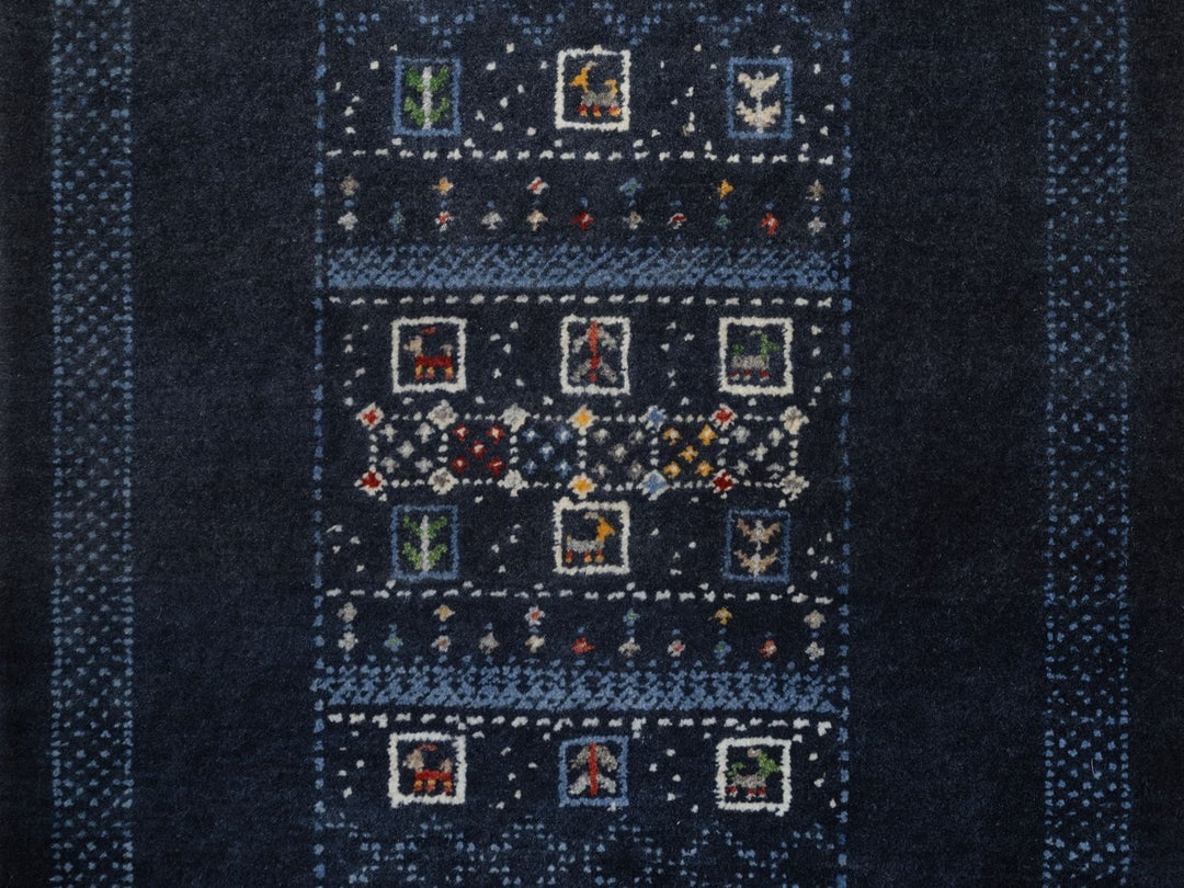 2'4" x 4'7" New Hand Knotted Blue Wool Runner Oriental Rug - MOA10292727