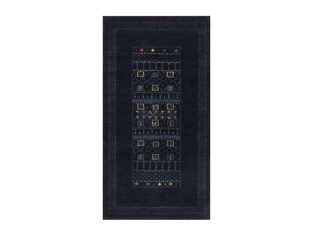 2'3" x 4'4" New Hand Knotted Blue Wool Rectangle Oriental Rug - MOA10292728
