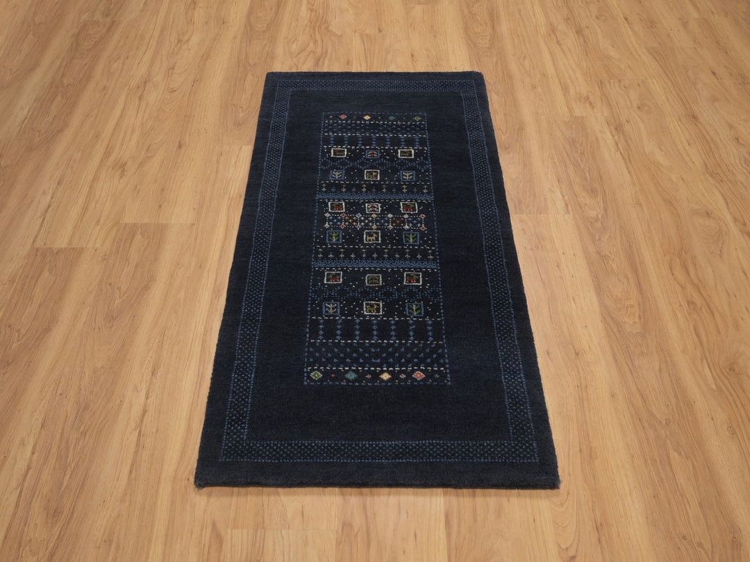 2'3" x 4'4" New Hand Knotted Blue Wool Rectangle Oriental Rug - MOA10292728