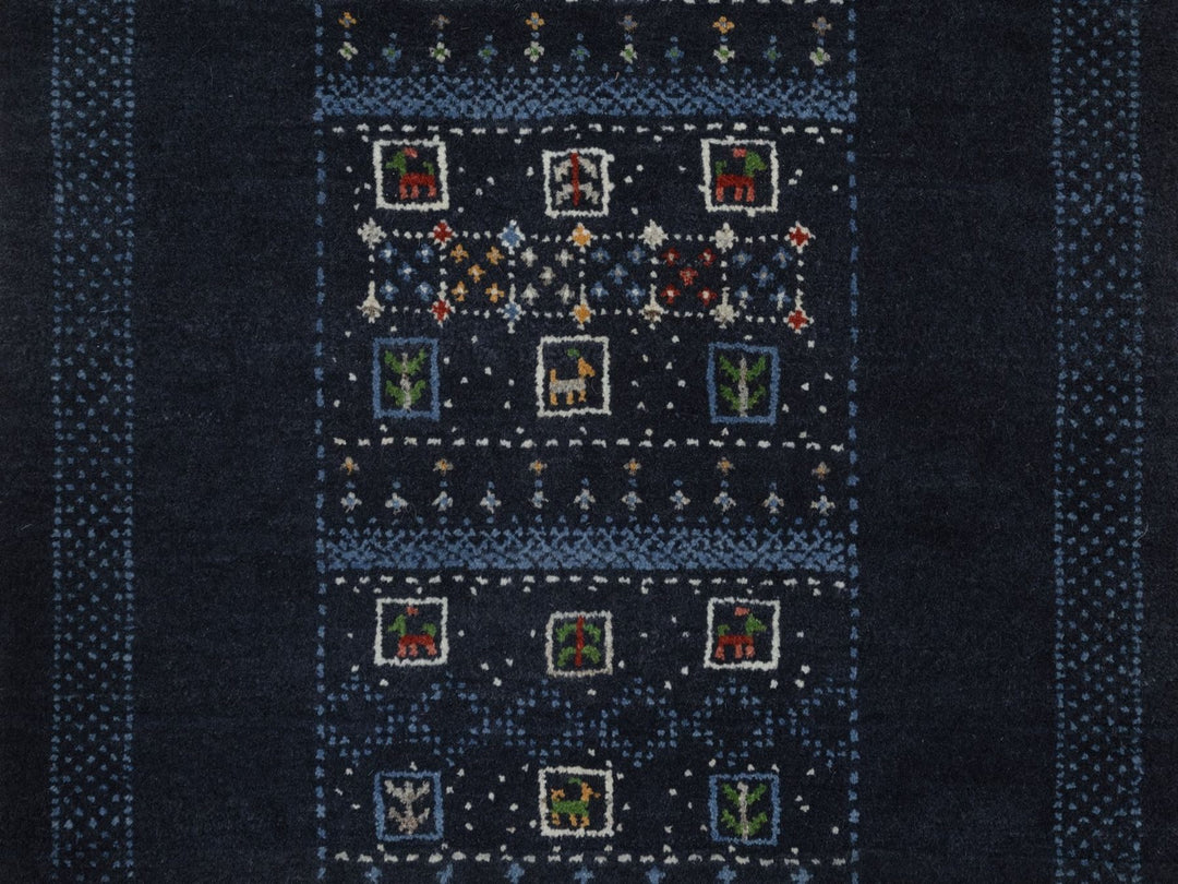 2'3" x 4'4" New Hand Knotted Blue Wool Rectangle Oriental Rug - MOA10292728