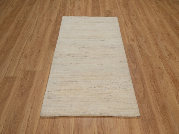 2'11" x 5'2" New Hand Knotted Ivory Wool Rectangle Oriental Rug - MOA10292729