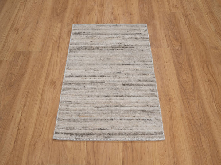 2'0" x 3'0" New Hand Loomed Ivory Polyester Rectangle Oriental Rug - MOA10292733