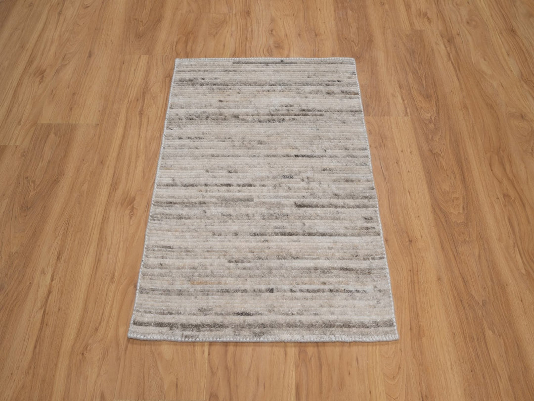 2'0" x 3'0" New Hand Loomed Ivory Polyester Rectangle Oriental Rug - MOA10292734