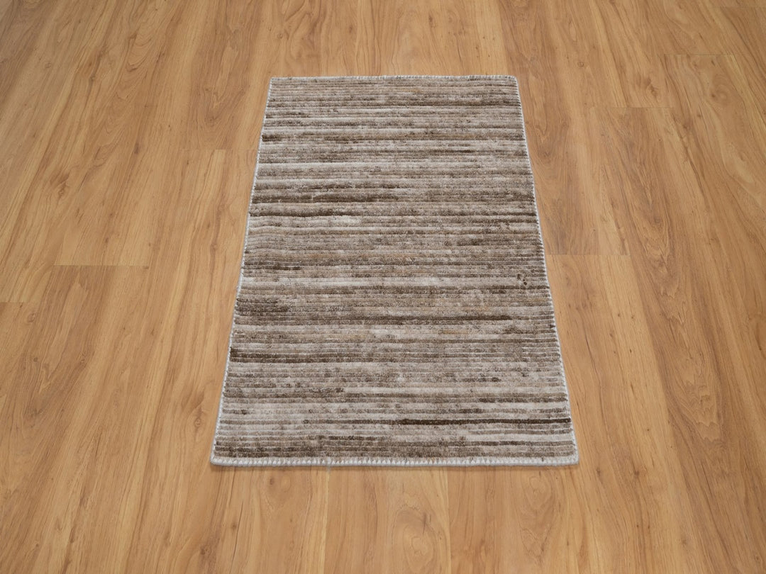 2'0" x 3'0" New Hand Loomed Brown Polyester Rectangle Oriental Rug - MOA10292738
