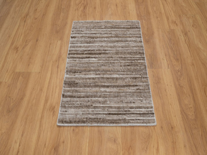 2'0" x 3'0" New Hand Loomed Brown Polyester Rectangle Oriental Rug - MOA10292739