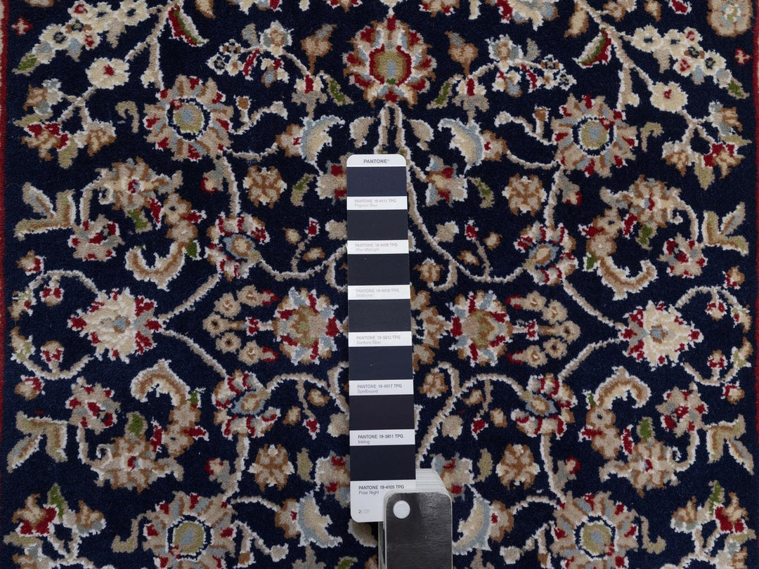2'9" x 14'0" New Hand Knotted Blue Wool & Silk Runner Oriental Rug - MOA10292740