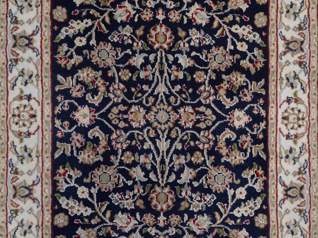 2'9" x 14'0" New Hand Knotted Blue Wool & Silk Runner Oriental Rug - MOA10292740
