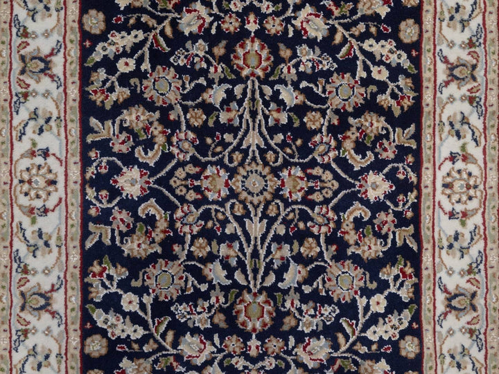 2'9" x 14'0" New Hand Knotted Blue Wool & Silk Runner Oriental Rug - MOA10292740