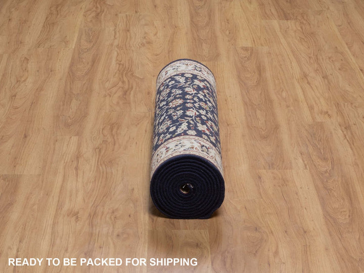 2'9" x 14'0" New Hand Knotted Blue Wool & Silk Runner Oriental Rug - MOA10292740