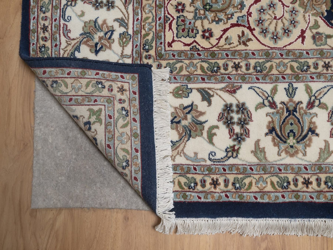 8'0" x 10'0" New Hand Knotted Blue Wool & Silk Rectangle Oriental Rug - MOA10292741