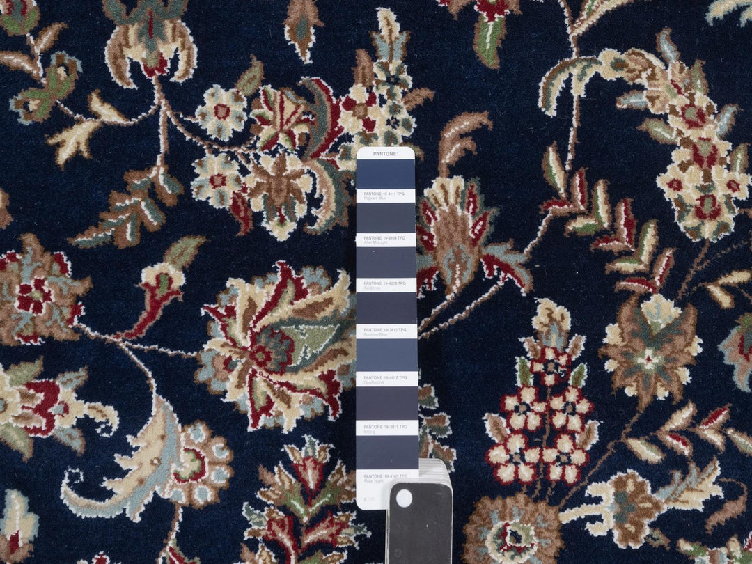8'0" x 10'0" New Hand Knotted Blue Wool & Silk Rectangle Oriental Rug - MOA10292741