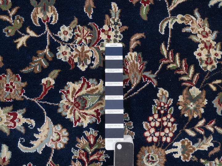 8'0" x 10'0" New Hand Knotted Blue Wool & Silk Rectangle Oriental Rug - MOA10292741
