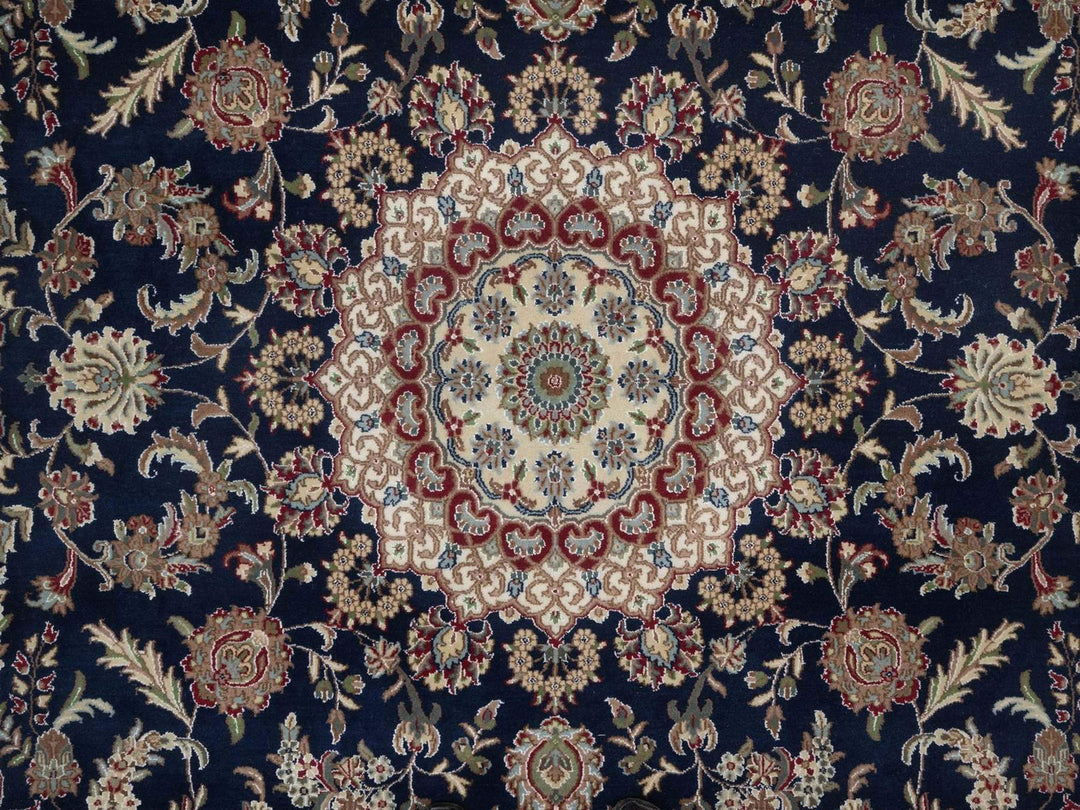 8'0" x 10'0" New Hand Knotted Blue Wool & Silk Rectangle Oriental Rug - MOA10292741
