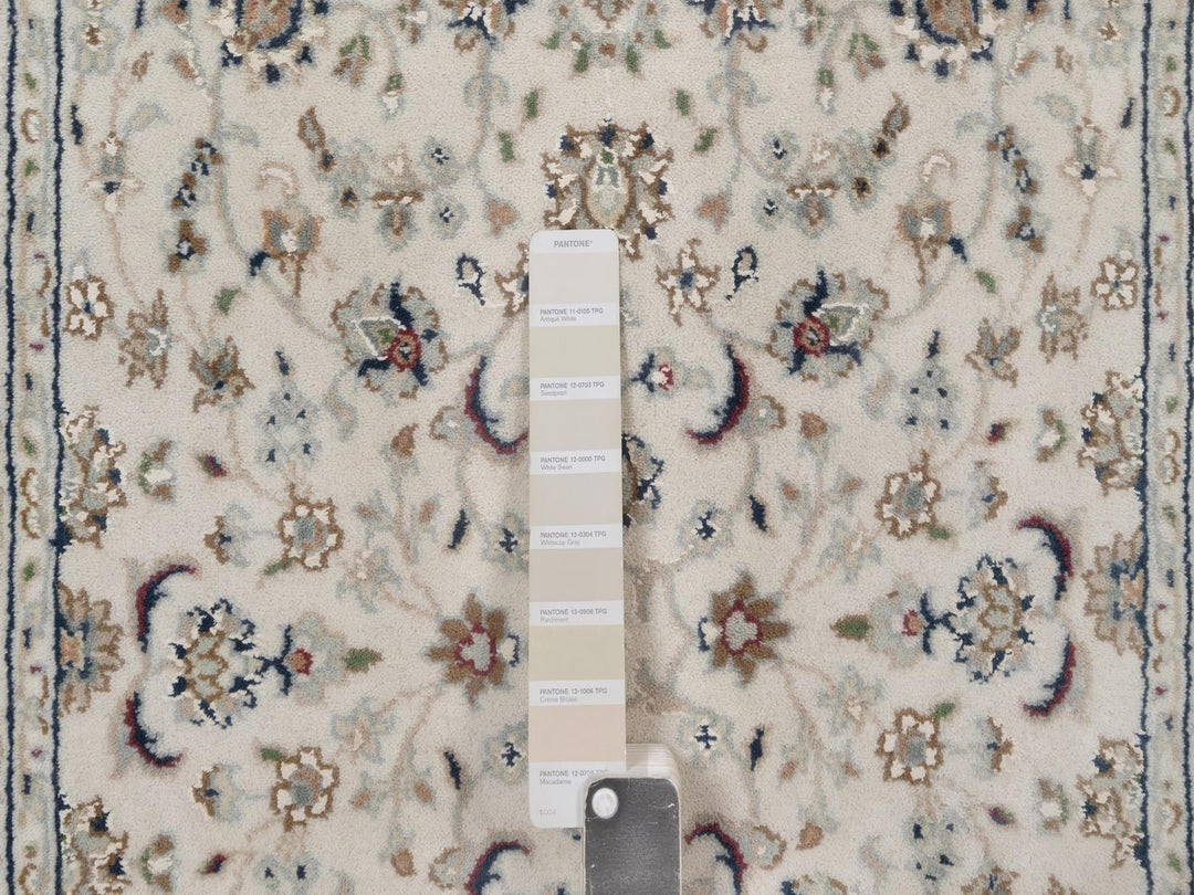 2'7" x 12'2" New Hand Knotted Ivory Wool & Silk Runner Oriental Rug - MOA10292742