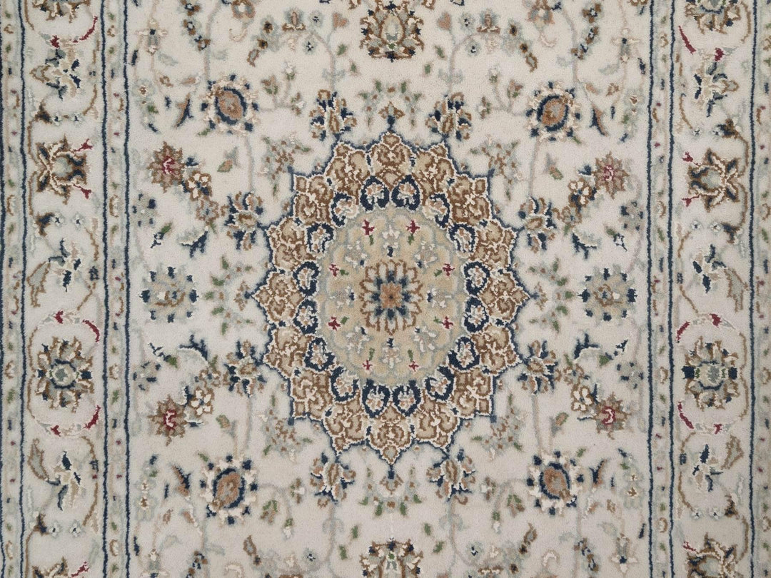 2'7" x 12'2" New Hand Knotted Ivory Wool & Silk Runner Oriental Rug - MOA10292742