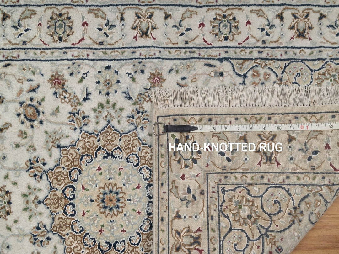2'7" x 12'2" New Hand Knotted Ivory Wool & Silk Runner Oriental Rug - MOA10292742