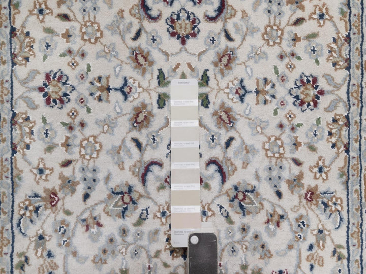 2'7" x 15'11" New Hand Knotted Ivory Wool & Silk Runner Oriental Rug - MOA10292744