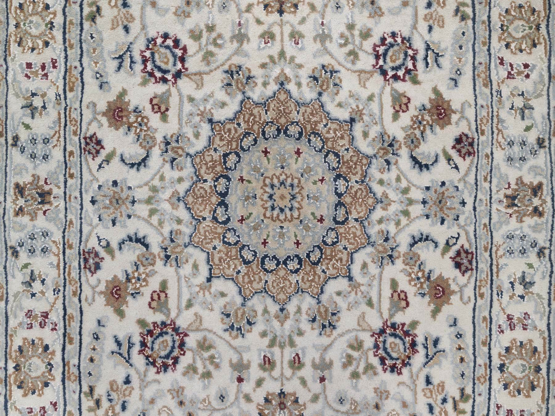 2'7" x 15'11" New Hand Knotted Ivory Wool & Silk Runner Oriental Rug - MOA10292744