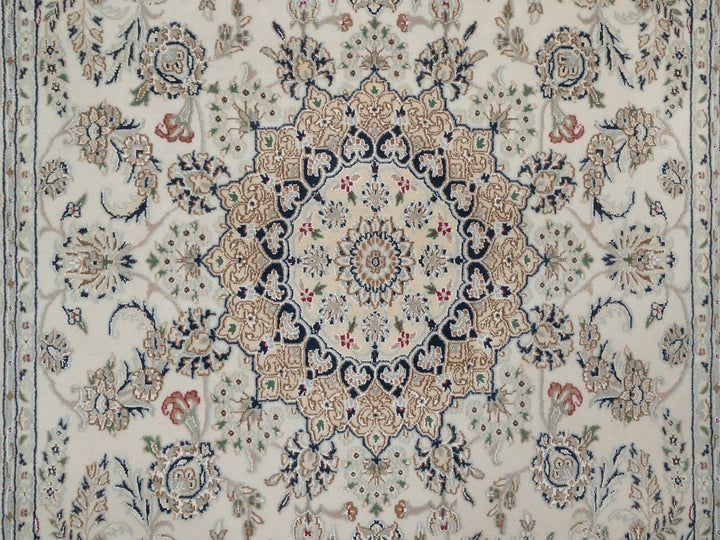 5'11" x 9'0" New Hand Knotted Ivory Wool & Silk Rectangle Oriental Rug - MOA10292745