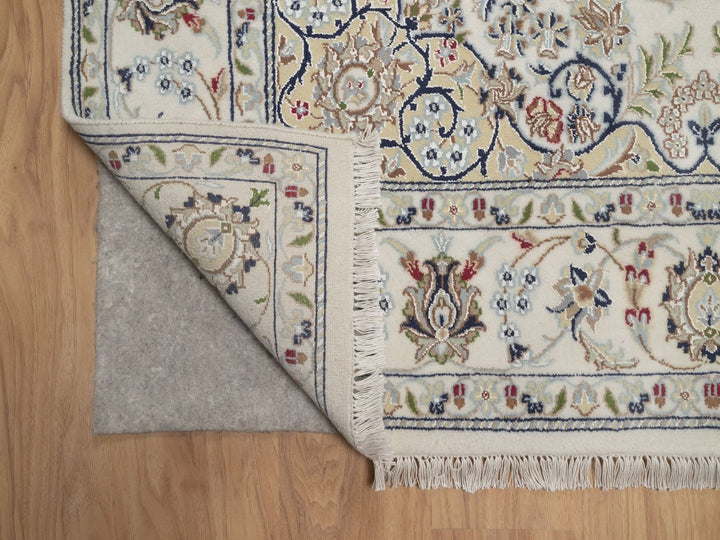 5'6" x 8'0" New Hand Knotted Ivory Wool & Silk Rectangle Oriental Rug - MOA10292747