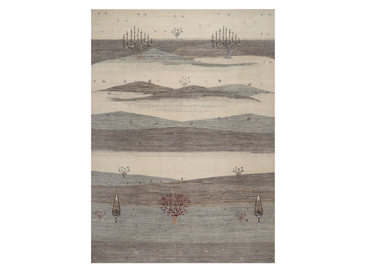 8'8" x 11'10" New Hand Knotted Grey Wool Rectangle Oriental Rug - MOA10292748